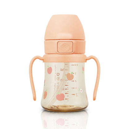 Grosmimi PPSU Straw Cup with Flip Top - 6oz (200ml): Peach Flower
