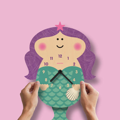 Mermaid Pendulum Clock - Wood
