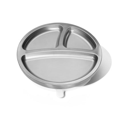 Baby Round Divided Plate | Stainless Steel & Silicone: Green