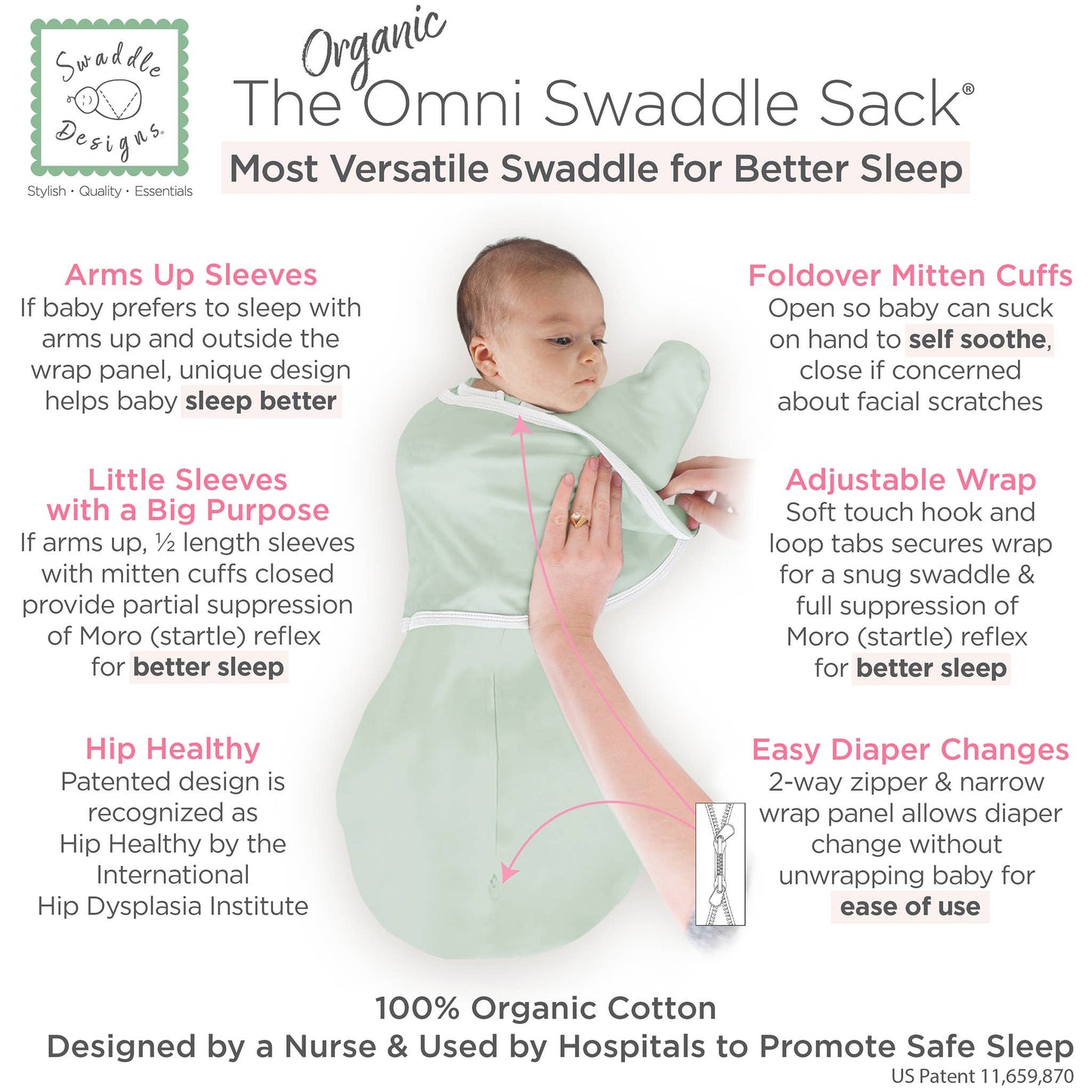 Organic Omni Swaddle Sack, Soft Jadeite