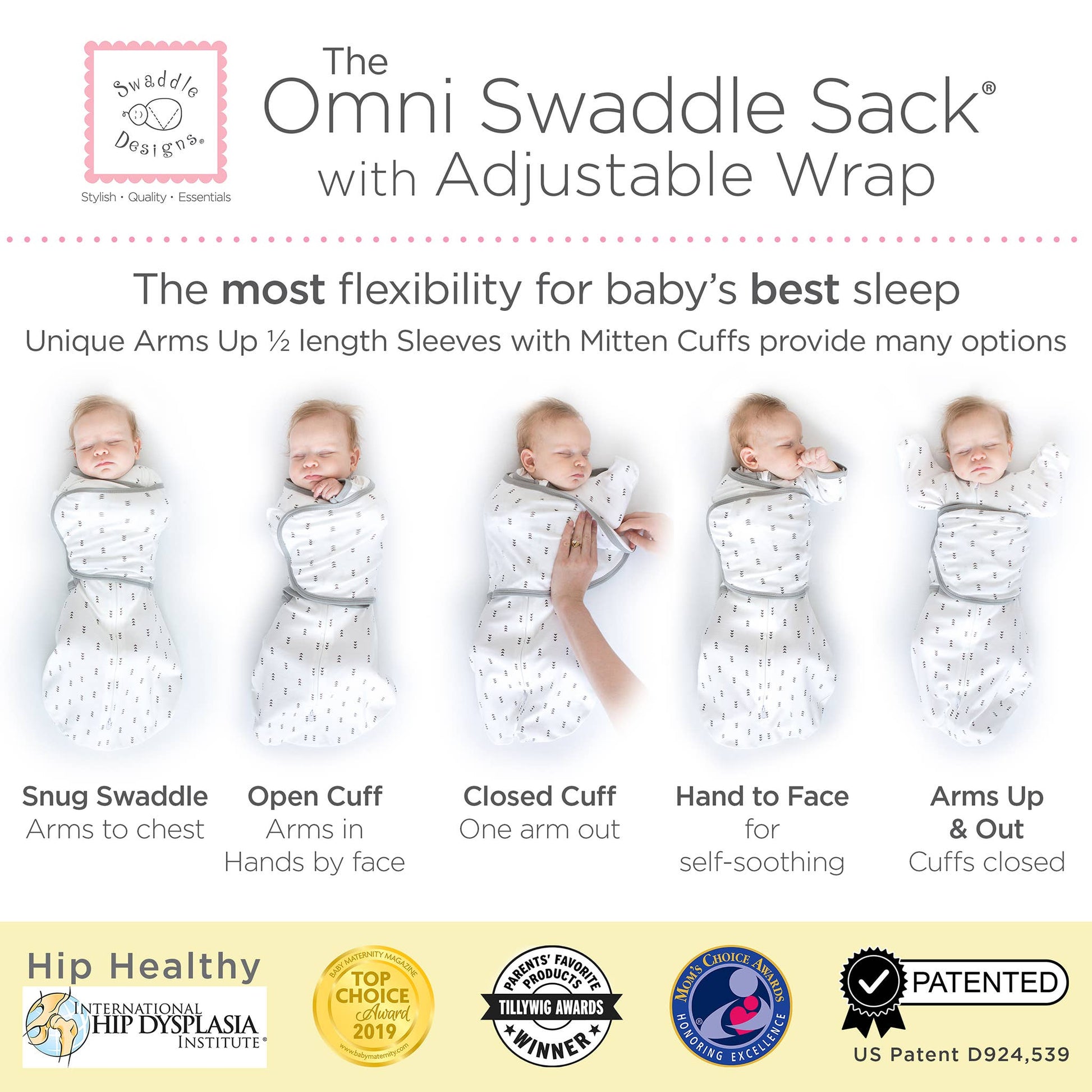 Omni Swaddle Sack, Tiny Arrows, 0-3 Mo: Small 0-3 Mo – Baby Shoppe