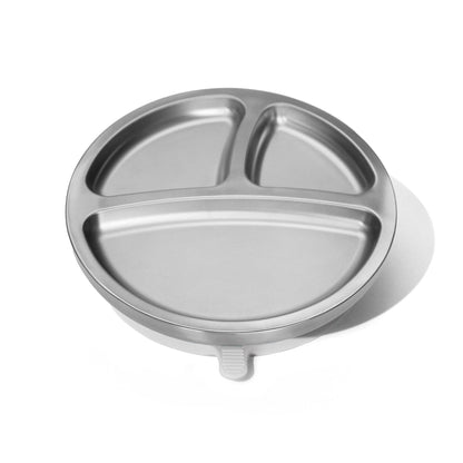 Baby Round Divided Plate | Stainless Steel & Silicone: Pink