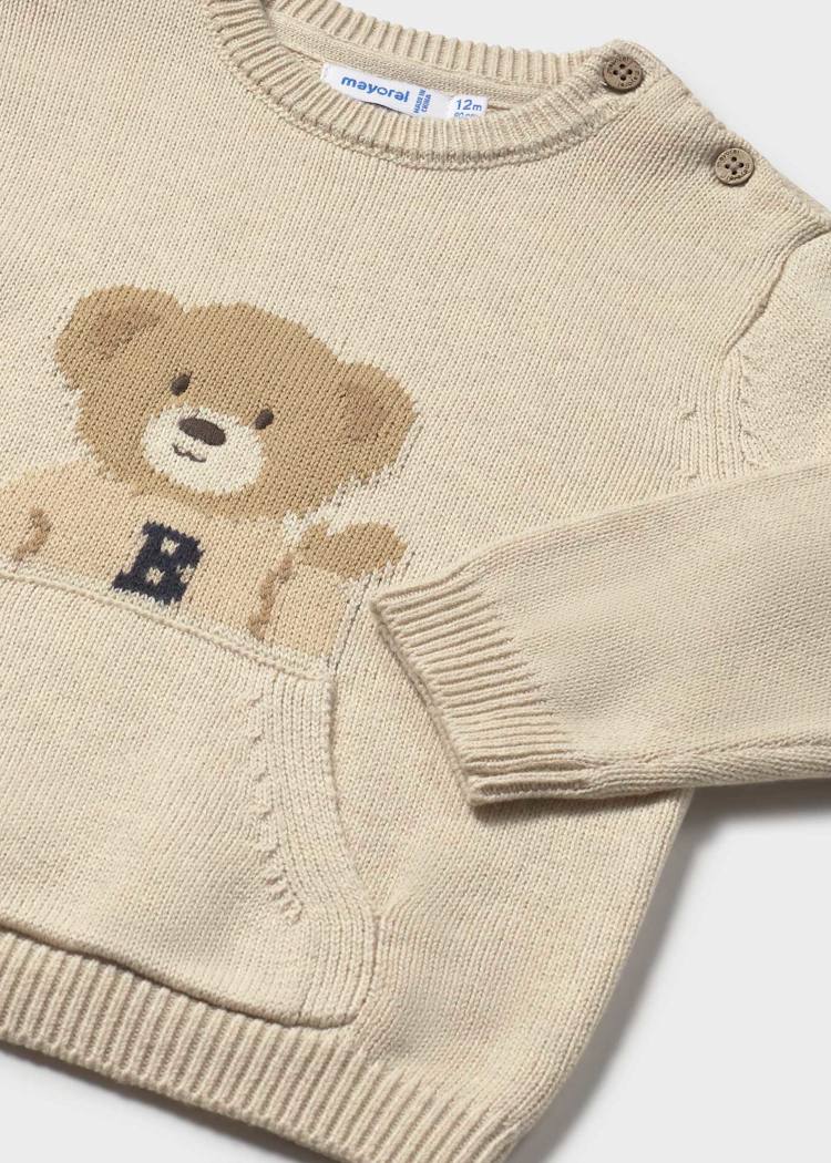 Baby Sweater with Bear Pocket