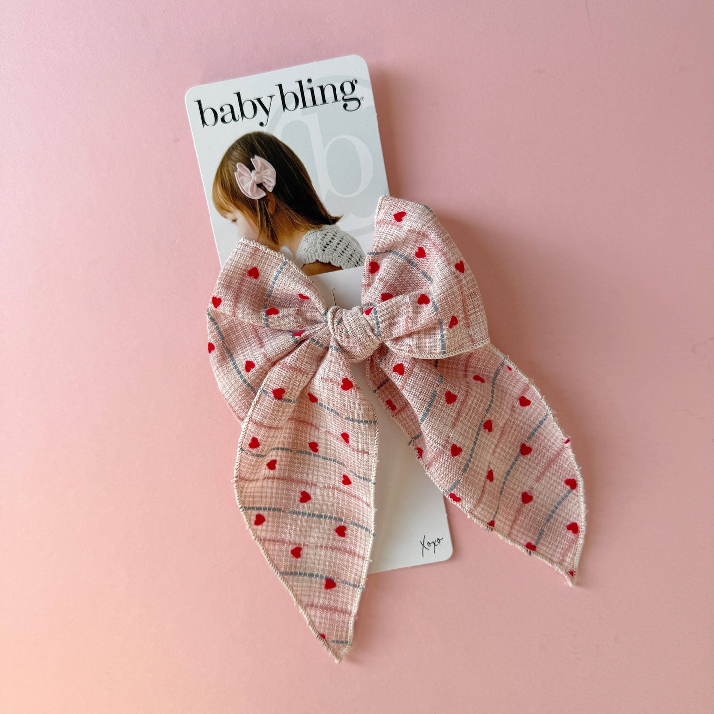 POINTED BIG BELLE CLIP: plaid flocked heart