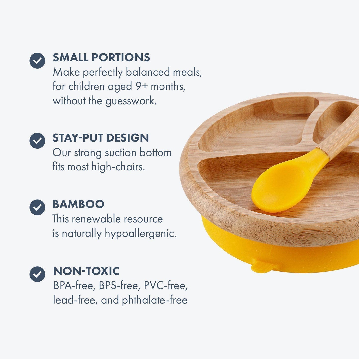 Baby Divided Plate + Spoon | Bamboo & Silicone: Blue