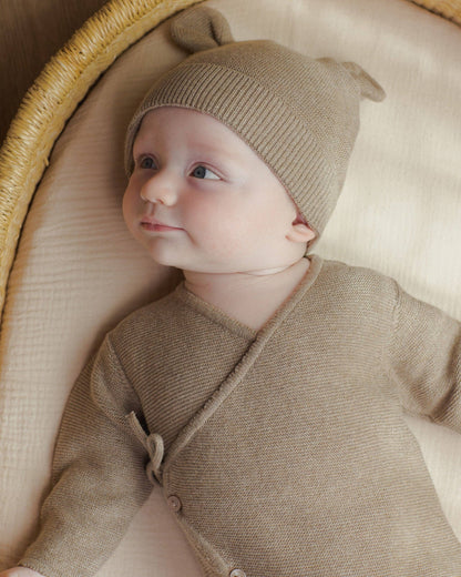 Quincy Mae Wrap Knit Footie || Heathered Mocha