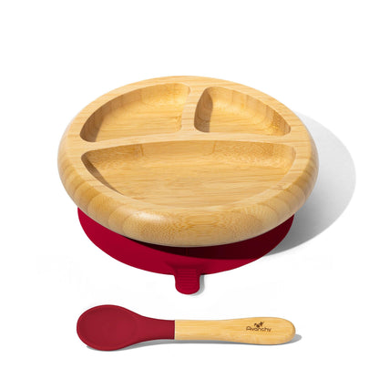 Baby Divided Plate + Spoon | Bamboo & Silicone: Blue