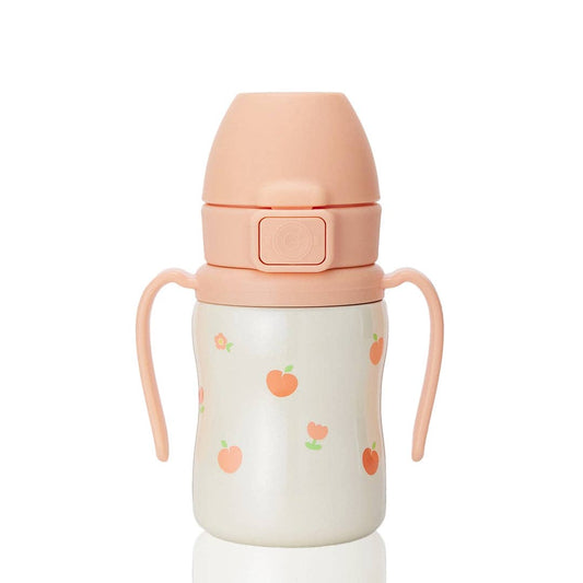 Grosmimi Stainless Steel Straw Cup with Flip Top - 6oz (200ml): Flower_Coral