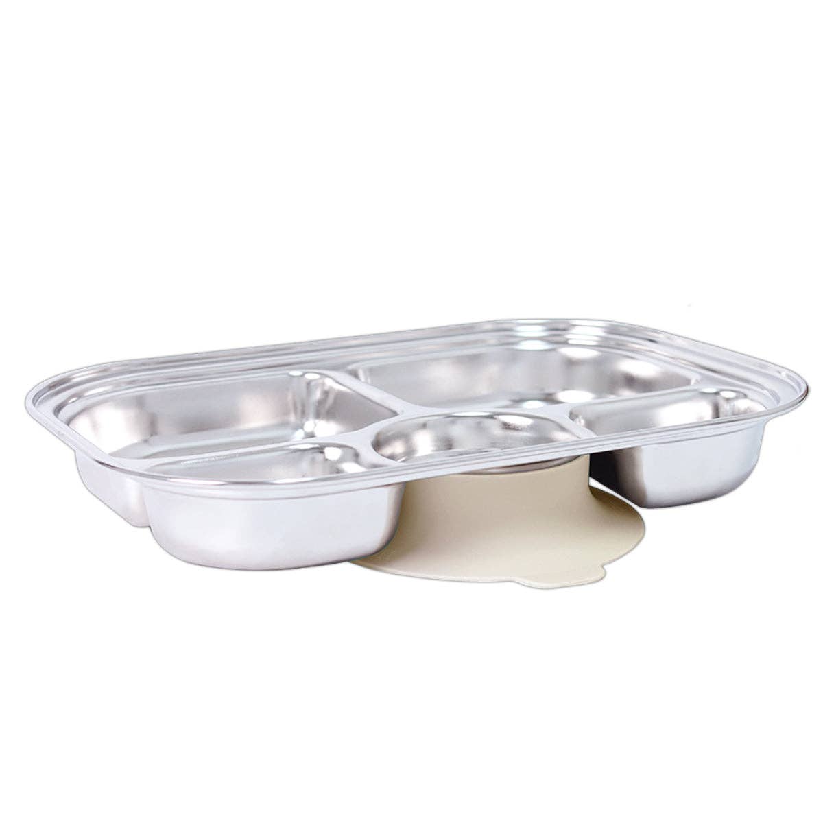 Grosmimi Stainless Steel Food Tray with 5 Compartment: Knotted with suction