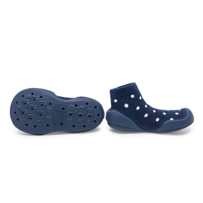 Komuello first walker baby sock shoes - Dotty - Navy