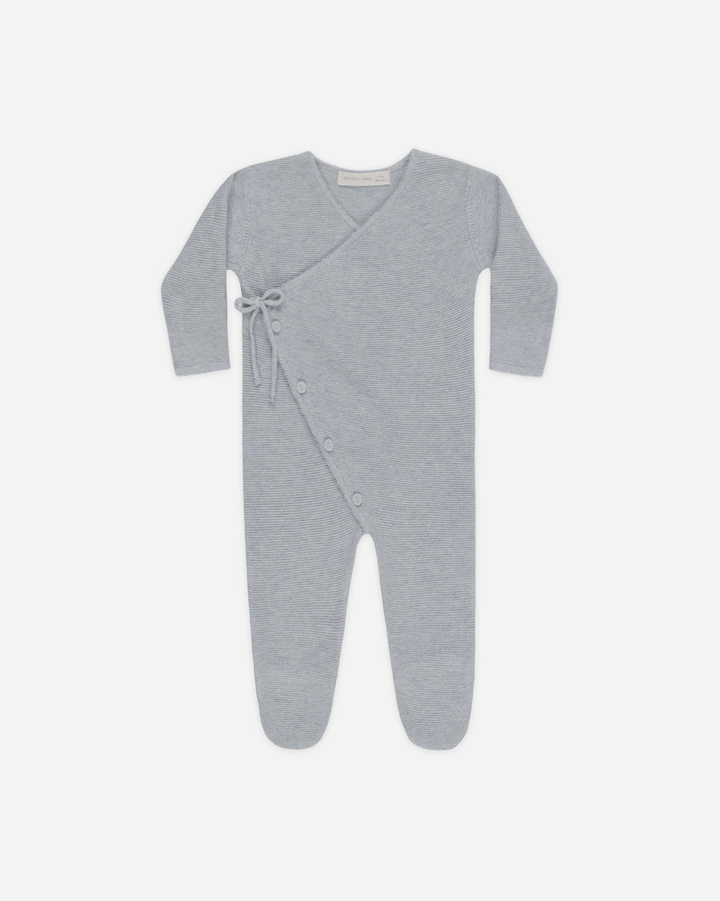Quincy Mae Wrap Knit Footie || Heathered Dusty Blue
