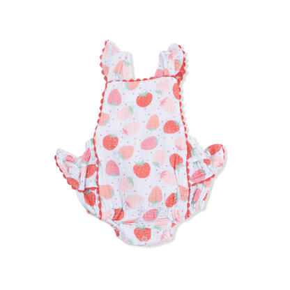 Strawberry Bliss Ric Rac Ruffle Sunsuit
