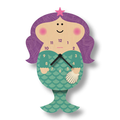 Mermaid Pendulum Clock - Wood