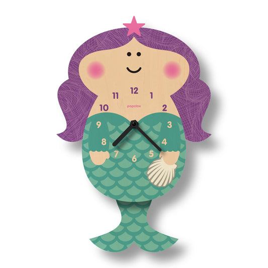 Mermaid Pendulum Clock - Wood