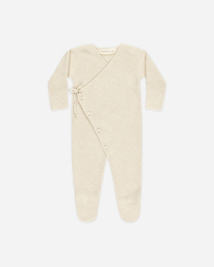 Quincy Mae Wrap Knit Footie || Heathered Natural