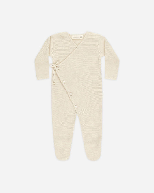 Quincy Mae Wrap Knit Footie || Heathered Natural