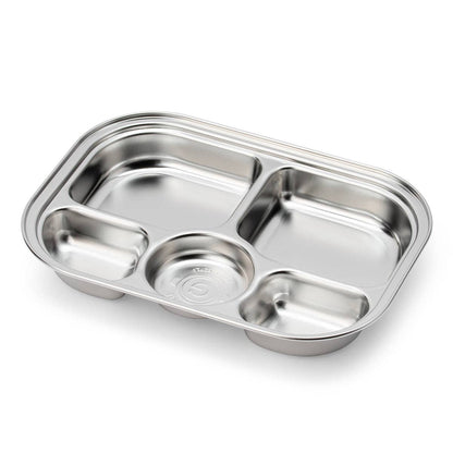 Grosmimi Stainless Steel Food Tray with 5 Compartment: Knotted with suction