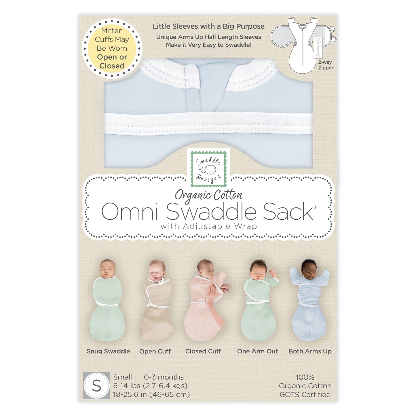 Organic Omni Swaddle Sack, Soft Blue
