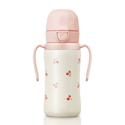 Grosmimi Stainless Steel Straw Cup with Flip Top - 10oz (300ml): Cherry_Peach