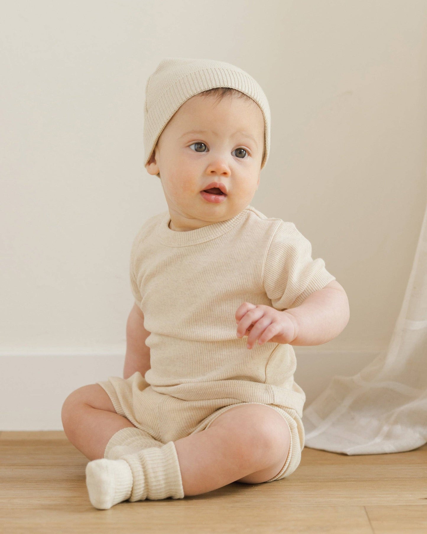 Quincy Mae Baby Beanie || Heathered Natural