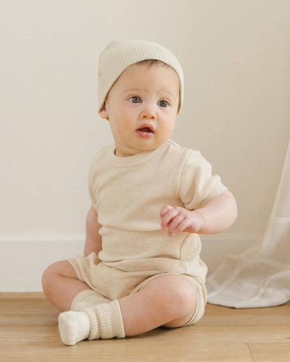 Quincy Mae Baby Beanie || Heathered Natural
