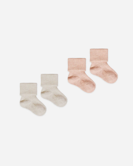 Melange Socks || Oatmeal, Rose