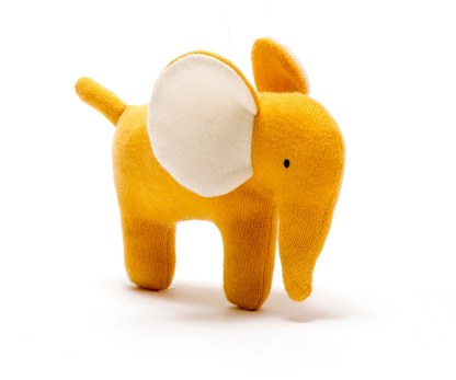 Small Knitted Organic Cotton Mustard Elephant Plush Toy
