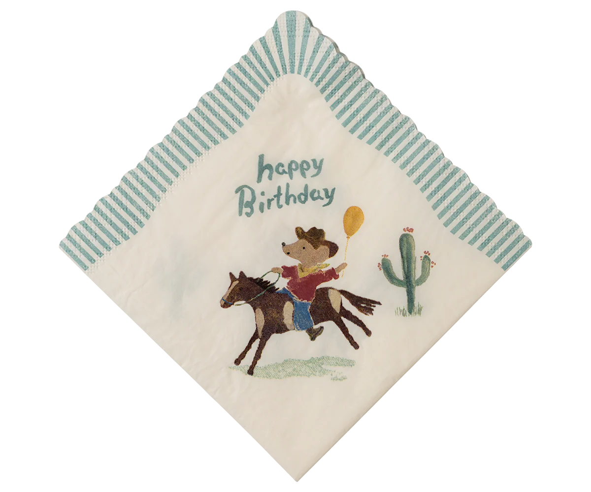 Napkin, Happy birthday - Cowboy (20 pcs)
