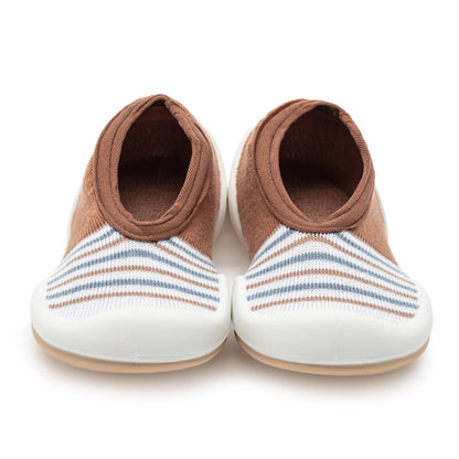 Komuello first walker baby sock shoes-Flat-Brown Stripe