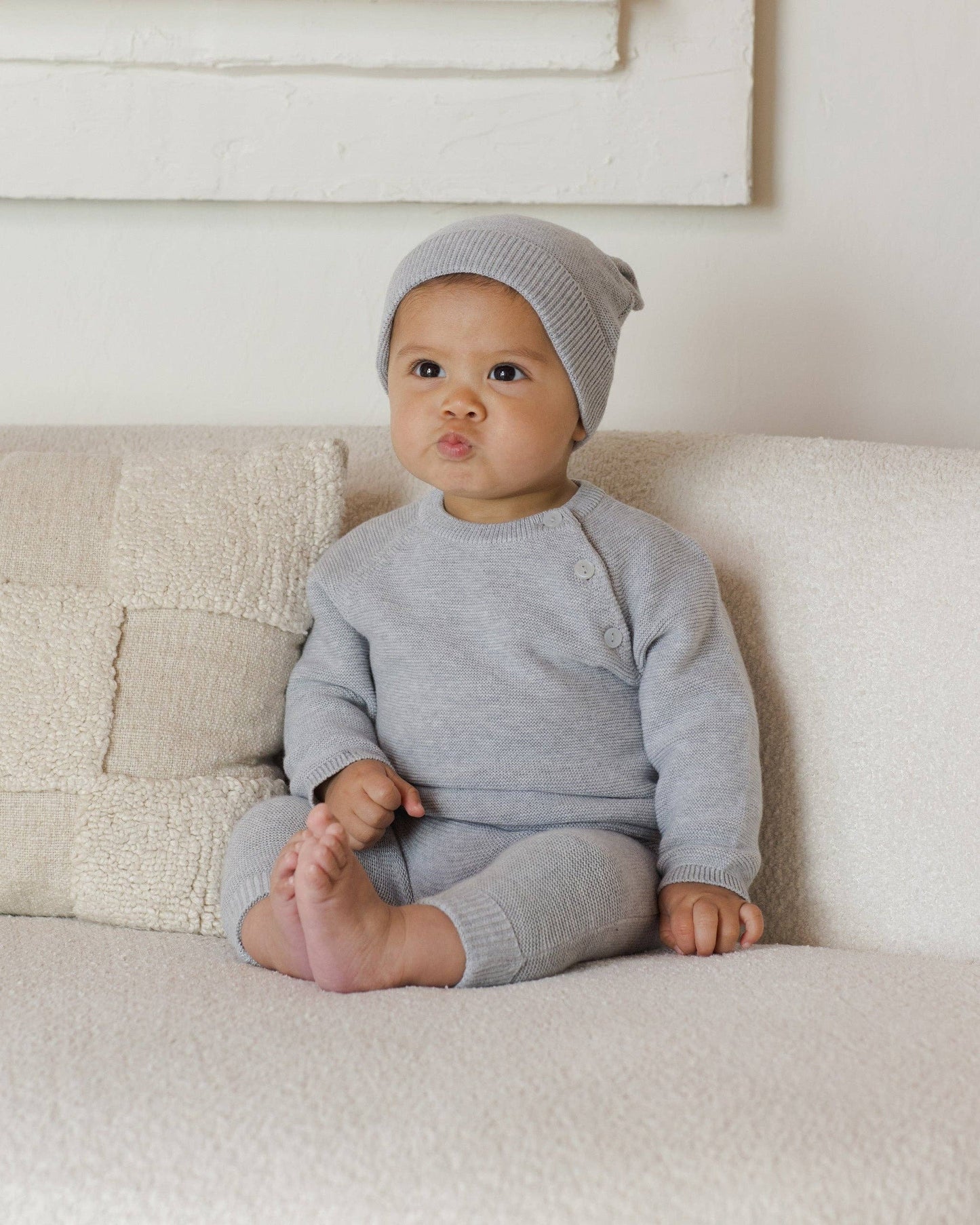 Knit Pant || Heathered Dusty Blue
