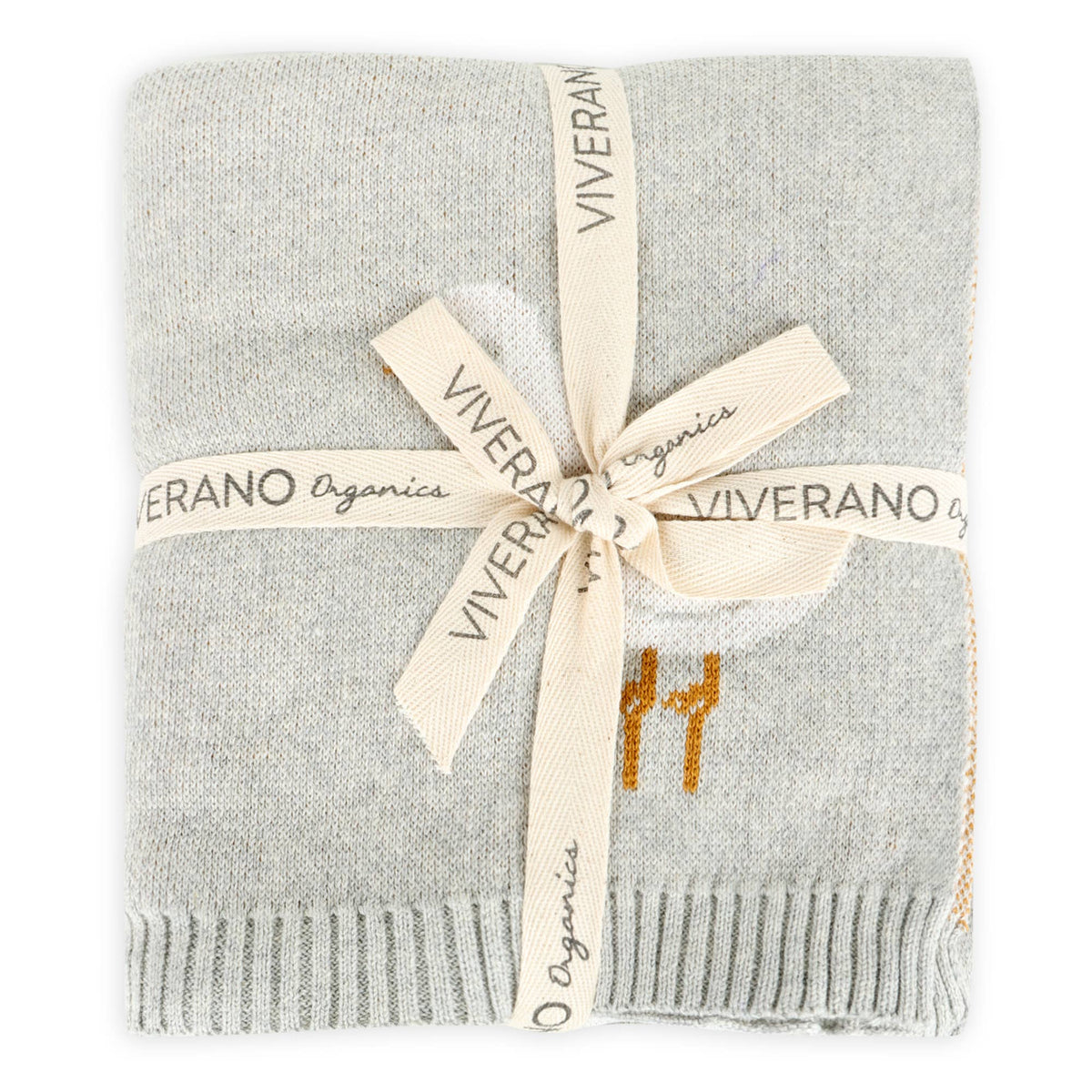 Duck Waddle - Organic Jacquard Knit Baby Blankets: Vanilla Grey