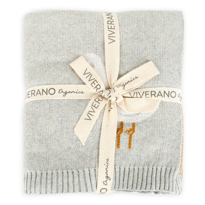 Duck Waddle - Organic Jacquard Knit Baby Blankets: Vanilla Grey