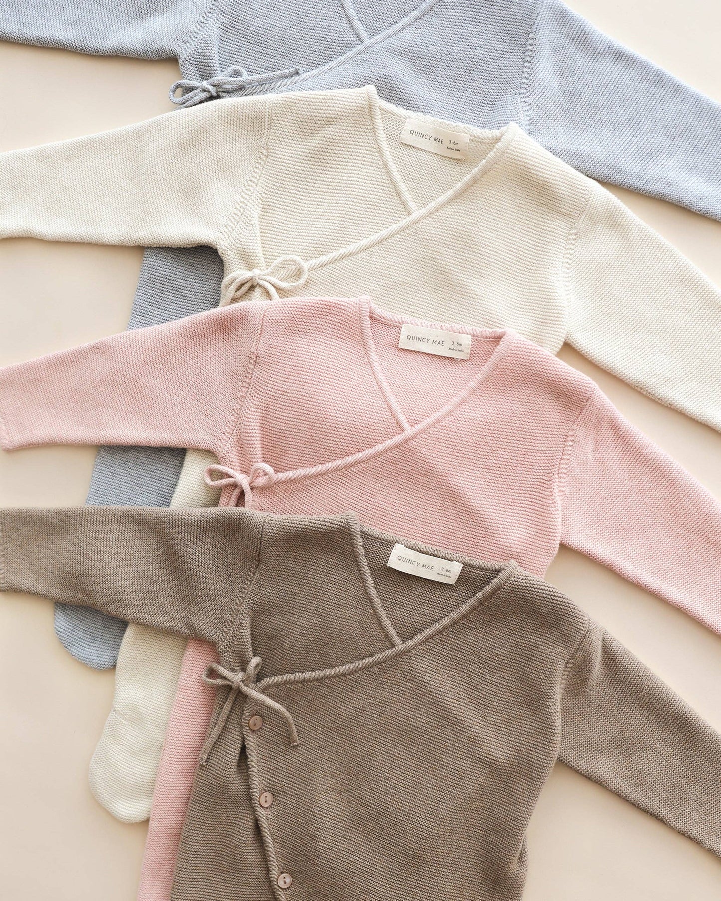 Quincy Mae Wrap Knit Footie || Heathered Natural