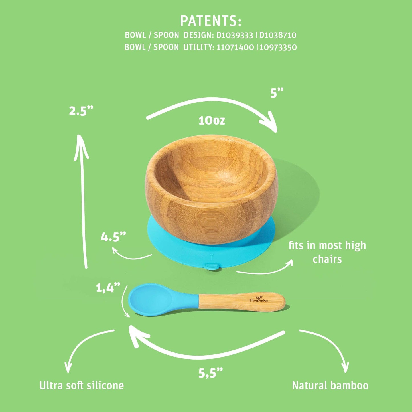 Baby Bowl + Spoon | Bamboo & Silicone: Blue