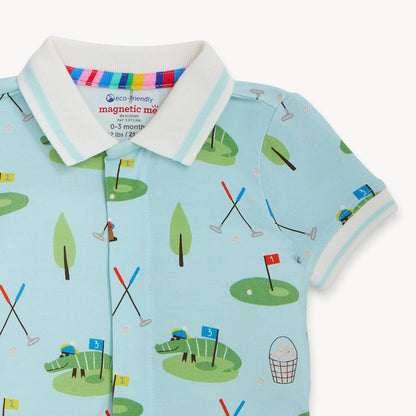 Gopher It Modal Magnetic Short Sleeve Polo Romper
