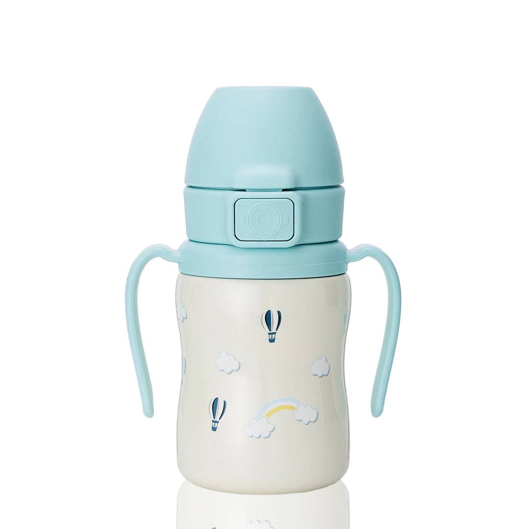 Grosmimi Stainless Steel Straw Cup with Flip Top - 6oz (200ml): Bear_Butter