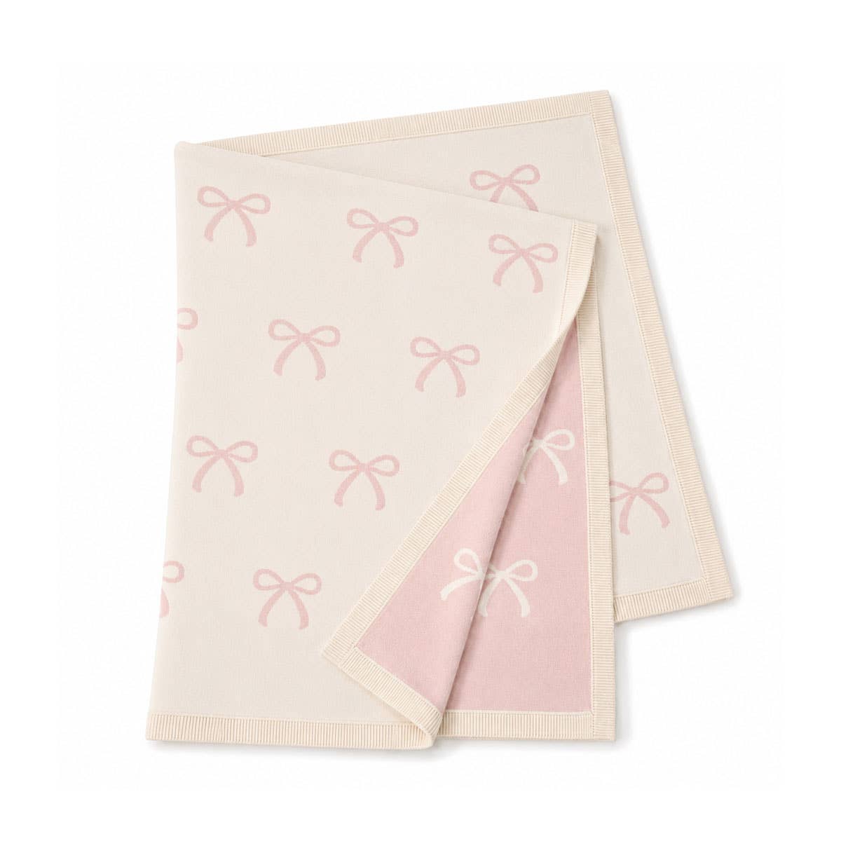 Sweet Bow - Organic Cotton Knit Baby Blanket: Natural / One Size