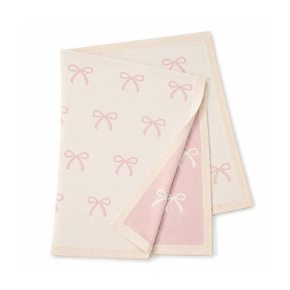 Sweet Bow - Organic Cotton Knit Baby Blanket: Natural / One Size