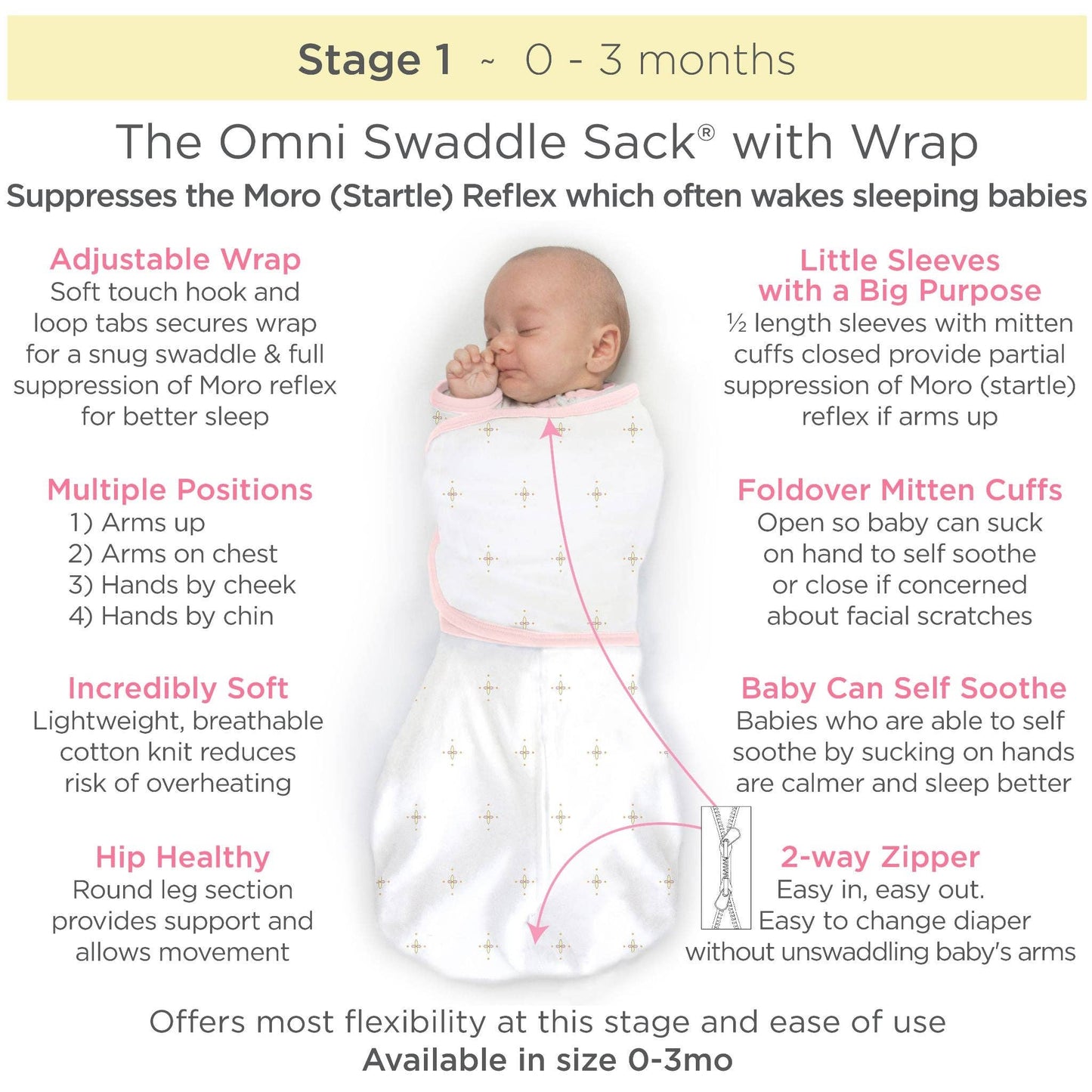 Omni Swaddle Sack, Hedgehogs, Newborn 0-3 Mo: Small 0-3 Mo