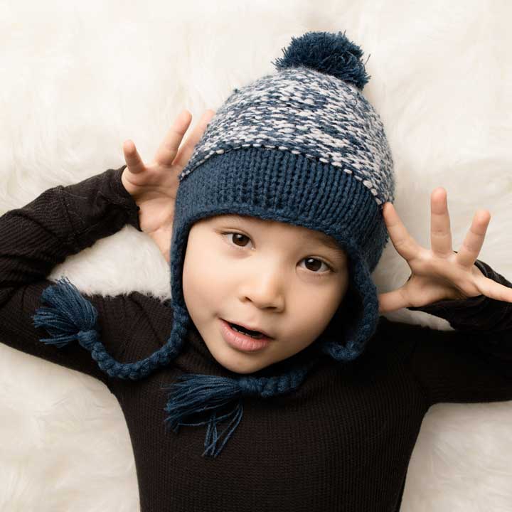 Marled Atlantic Blue Earflap Beanie Hat