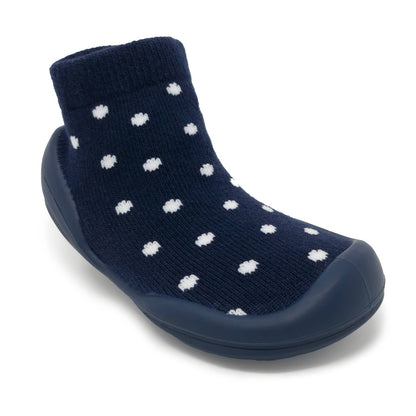 Komuello first walker baby sock shoes - Dotty - Navy
