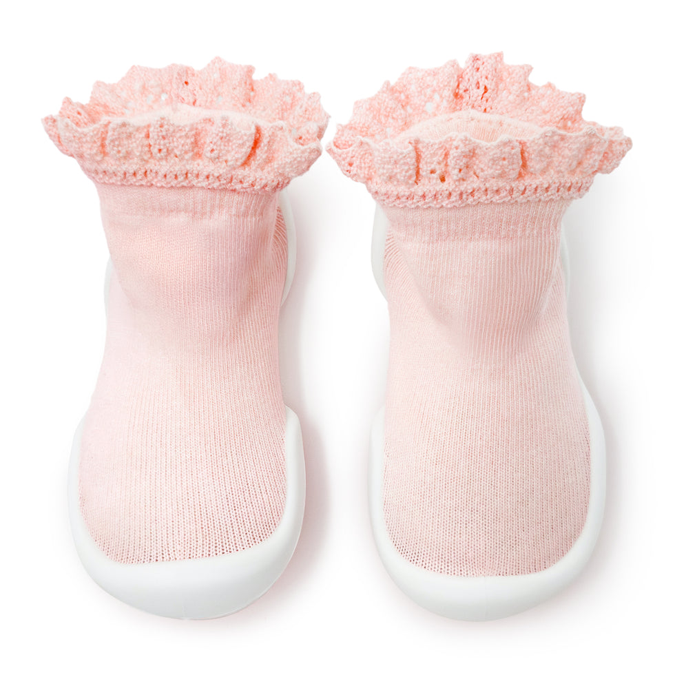 Komuello First Walker Baby Sock Shoes-Lace Trim