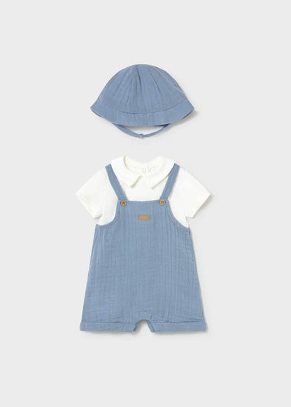 Newborn Boy Dungaree with Hat Set 1651
