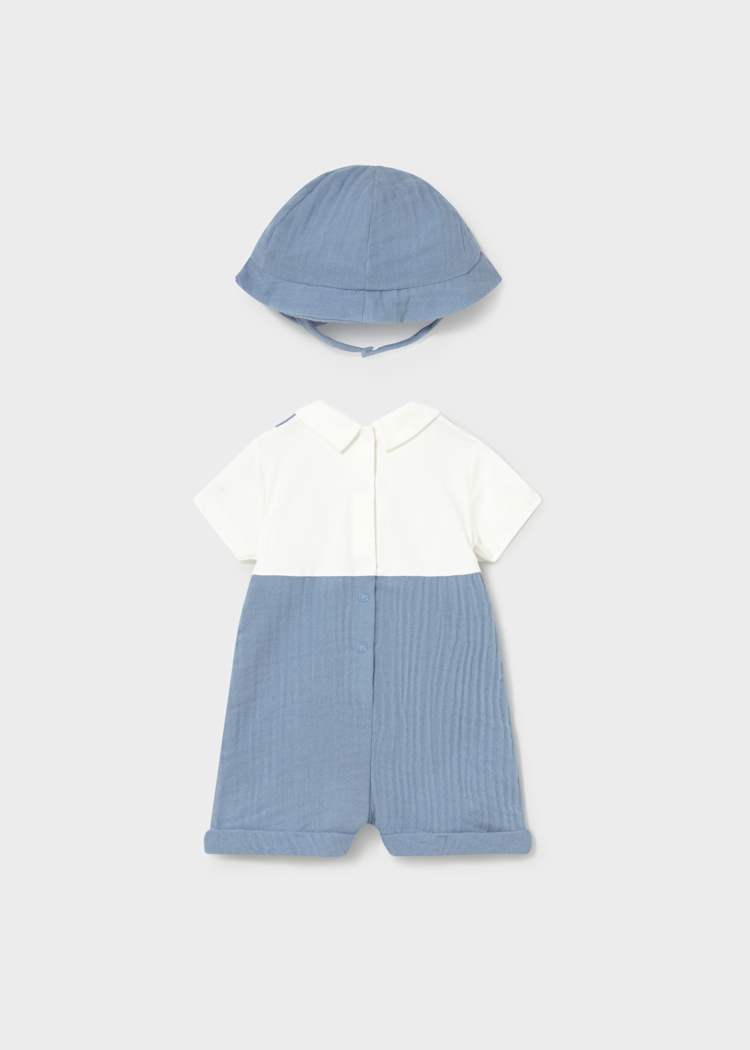 Newborn Boy Dungaree with Hat Set 1651