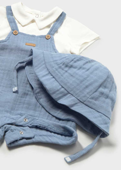 Newborn Boy Dungaree with Hat Set 1651