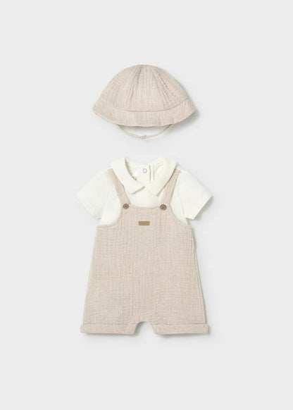 Newborn Boy Dungaree with Hat Set 1651