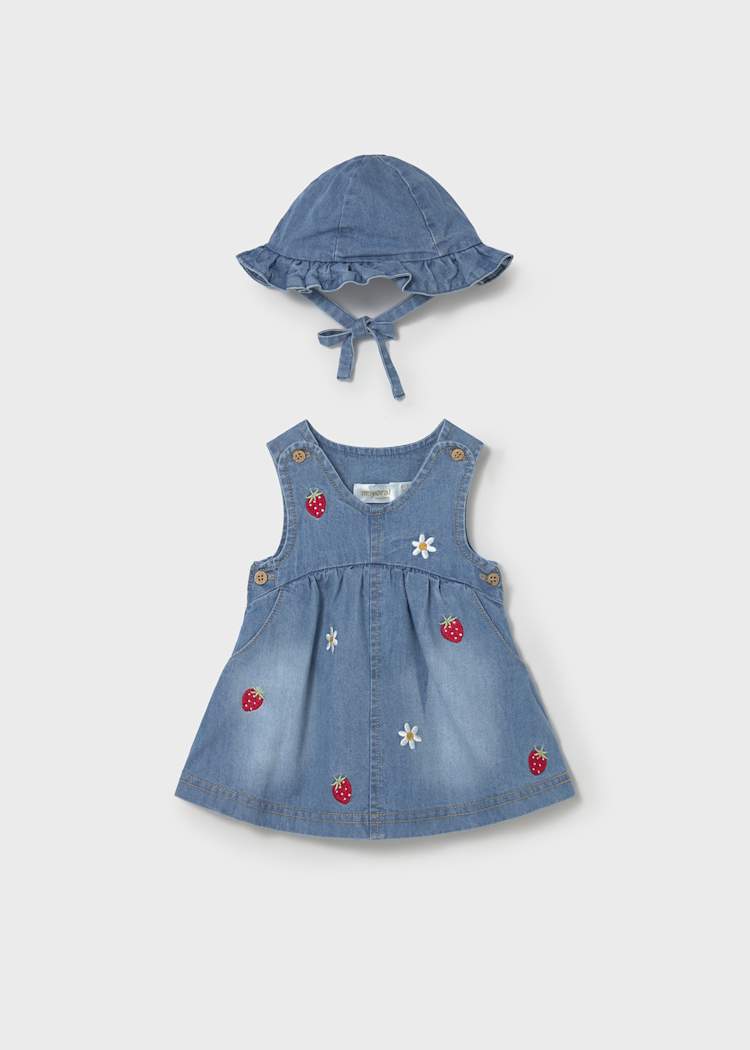 Newborn Girl Dress with Hat Set 1816