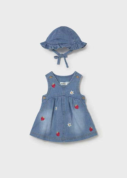 Newborn Girl Dress with Hat Set 1816