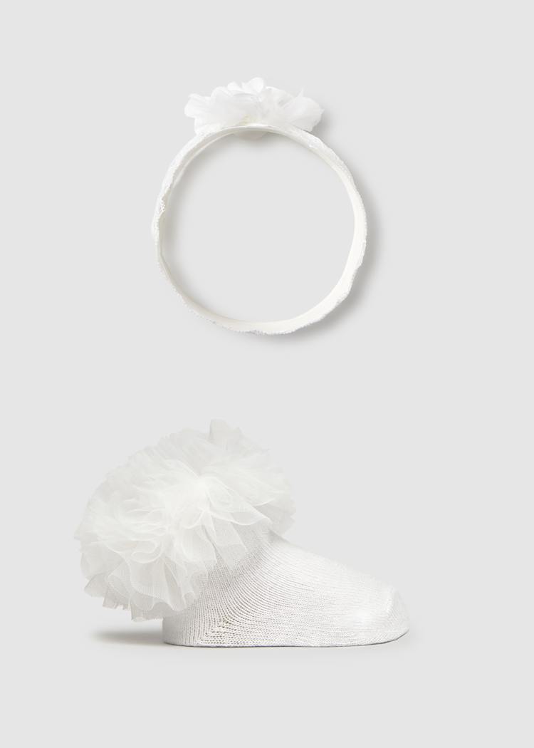 Newborn Girl Headband and Socks Set