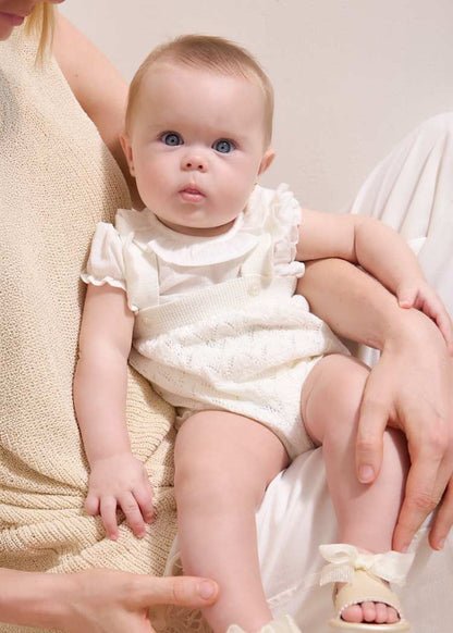 Newborn Girl Knit Dungaree and Blouse Set 1637